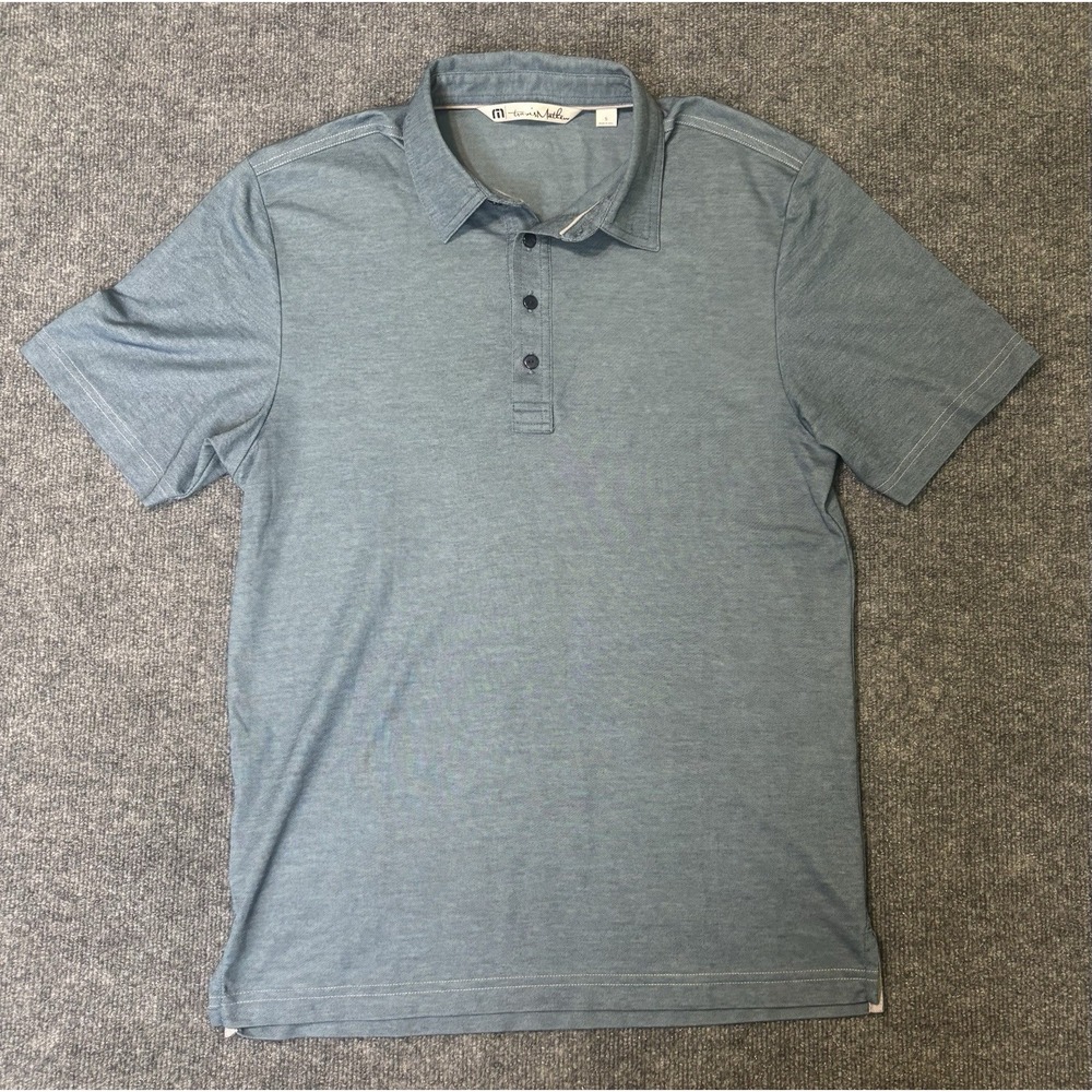 Travis Matthew Shirt Mens Small‎ Short Sleeve 3 Button Golf Polo Shirt Blue
